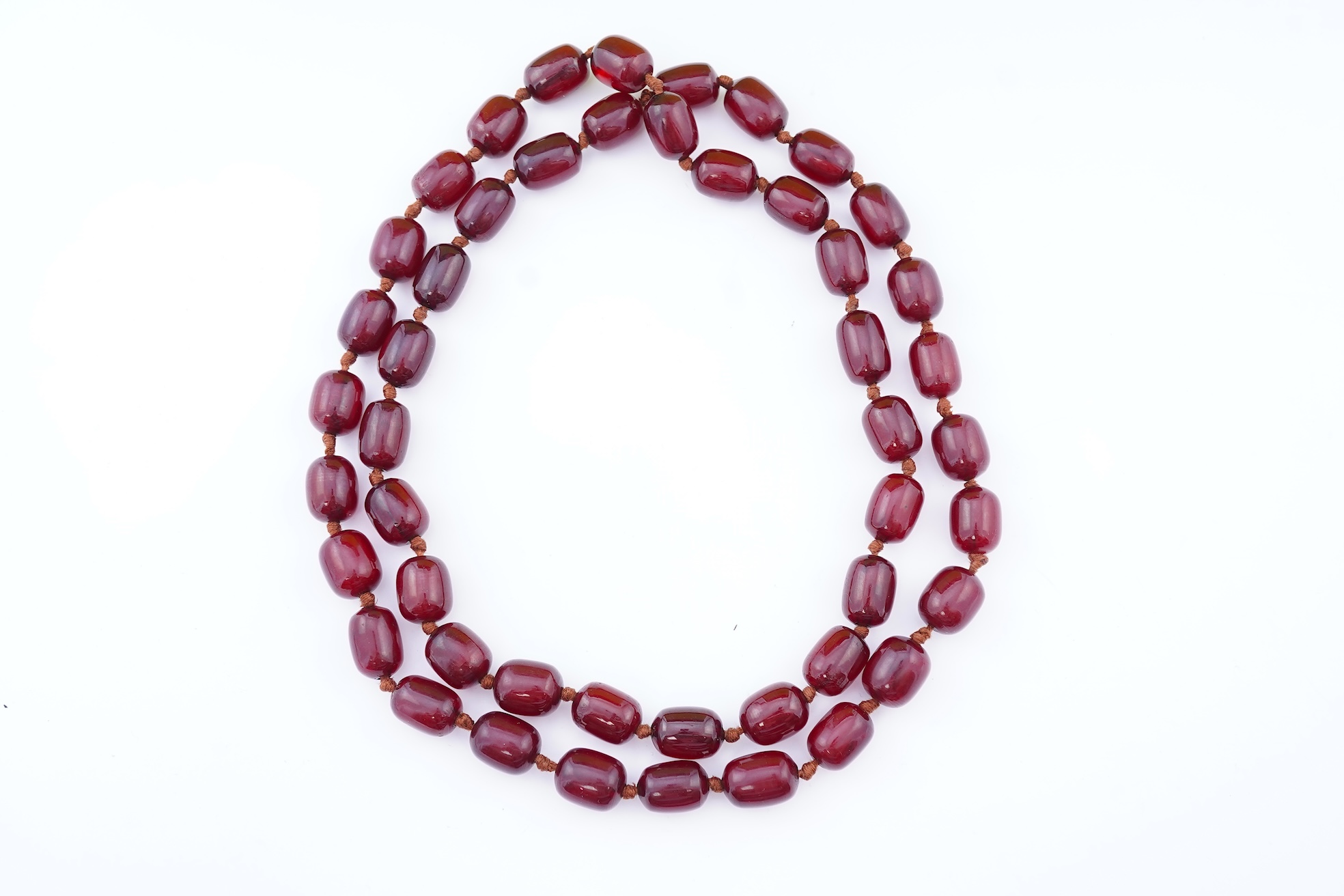 A cherry bakelite 'amber' necklace